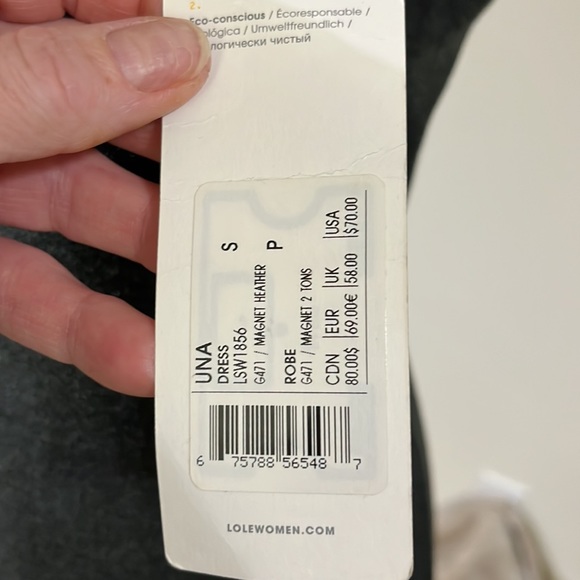 NWT- LOLE dress size small.  Stretchy comfortable fabric heathered  grey - Picture 8 of 8